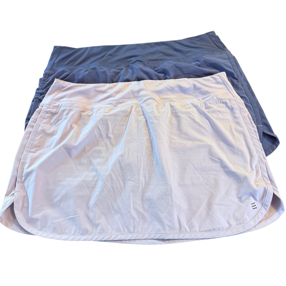 Bundle Free Fly Bamboo Skort Womens XXL Blue/Lavender Athletic Skirt Zip Pocket
